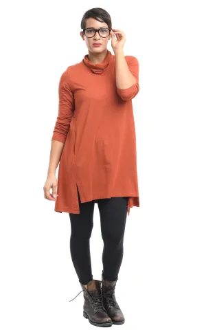 Gemma Womens Turtleneck Tunic in Pumpkin