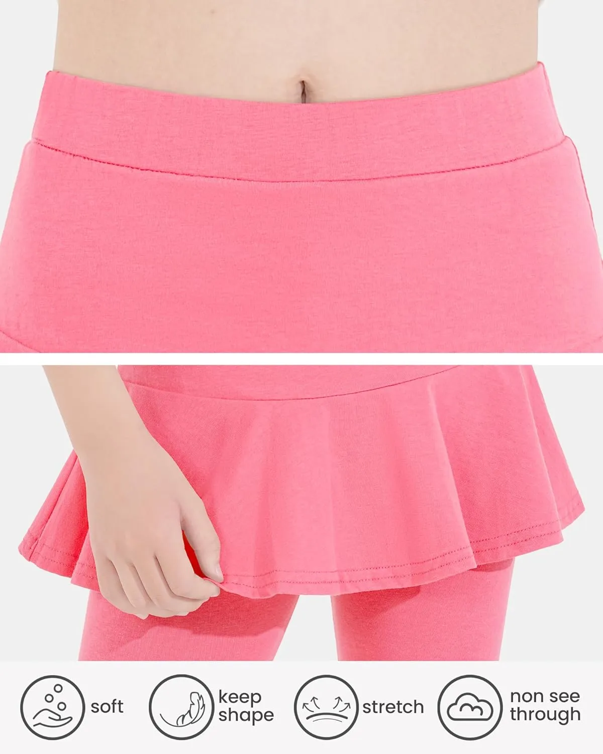 Girls Leggings with Skirt Uniform Skirts for Girls Knee-Length Ruffle Skirt Pants for Kid 4-11 Years