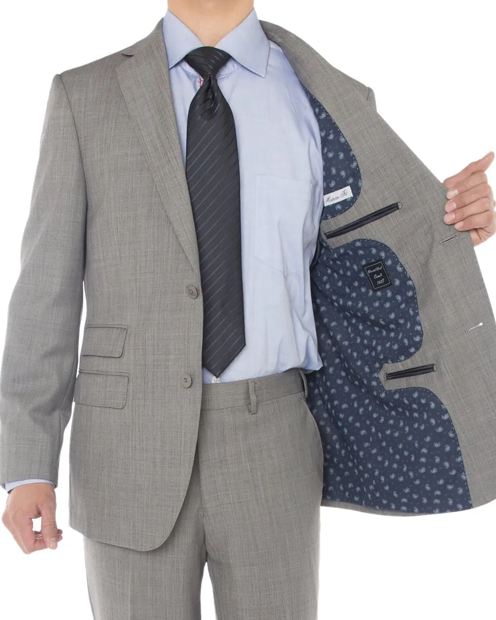 GN Luciano Men's Two Button Super 160'S Wool Suit 2 Piece Jacket with Pant
