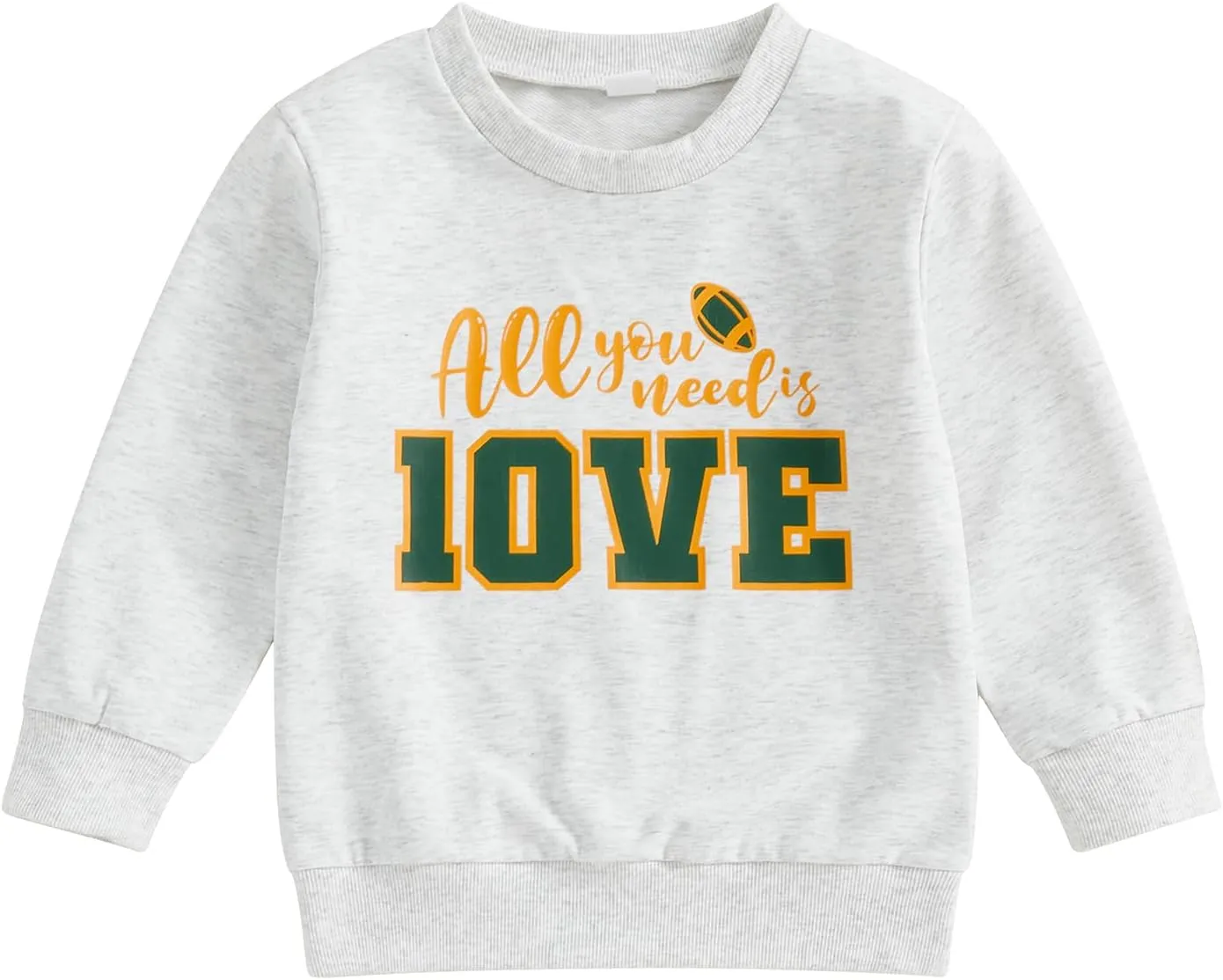 Gueuusu Unisex Baby Boy Girl Football Outfit All You Need is Love Sweatshirt Oversized Crewneck Funny Letters Pullover Hoodie