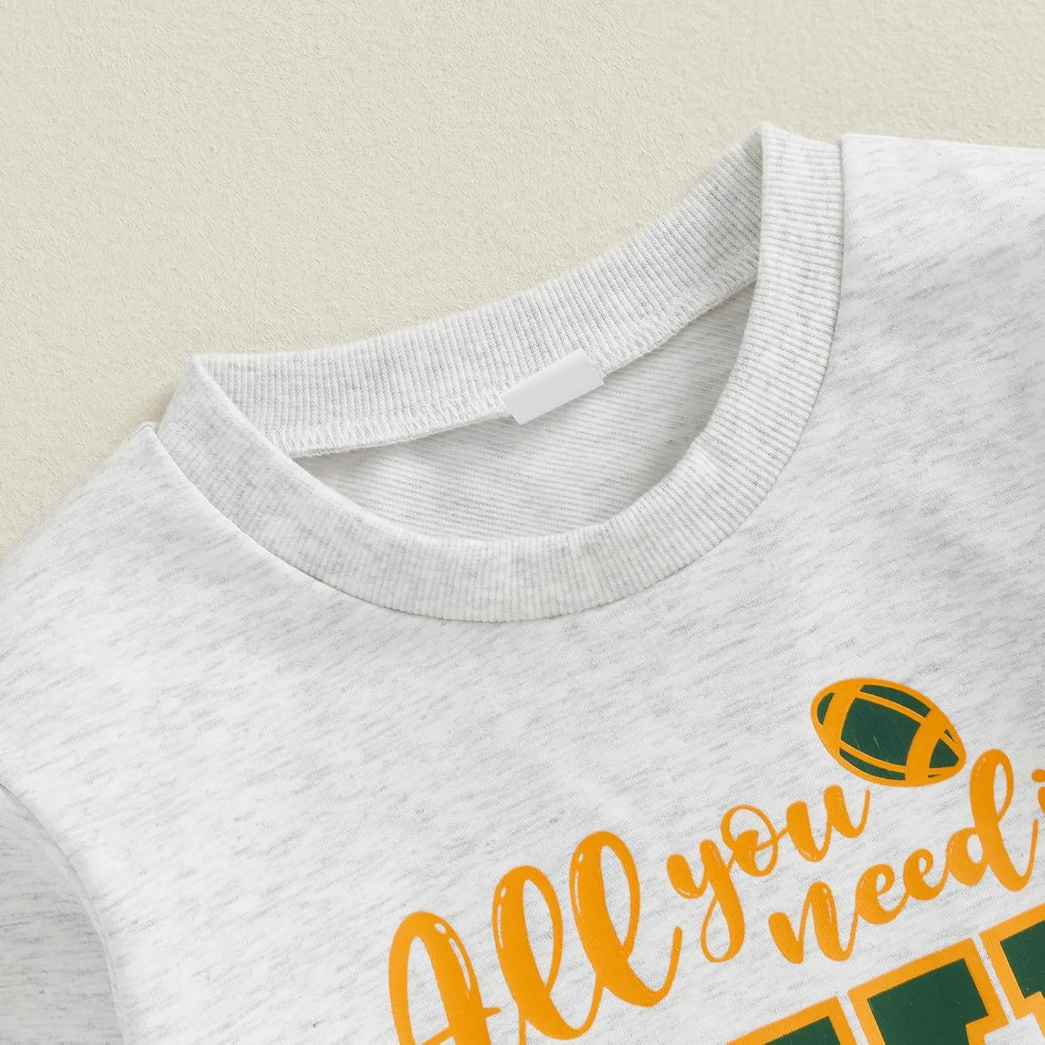 Gueuusu Unisex Baby Boy Girl Football Outfit All You Need is Love Sweatshirt Oversized Crewneck Funny Letters Pullover Hoodie