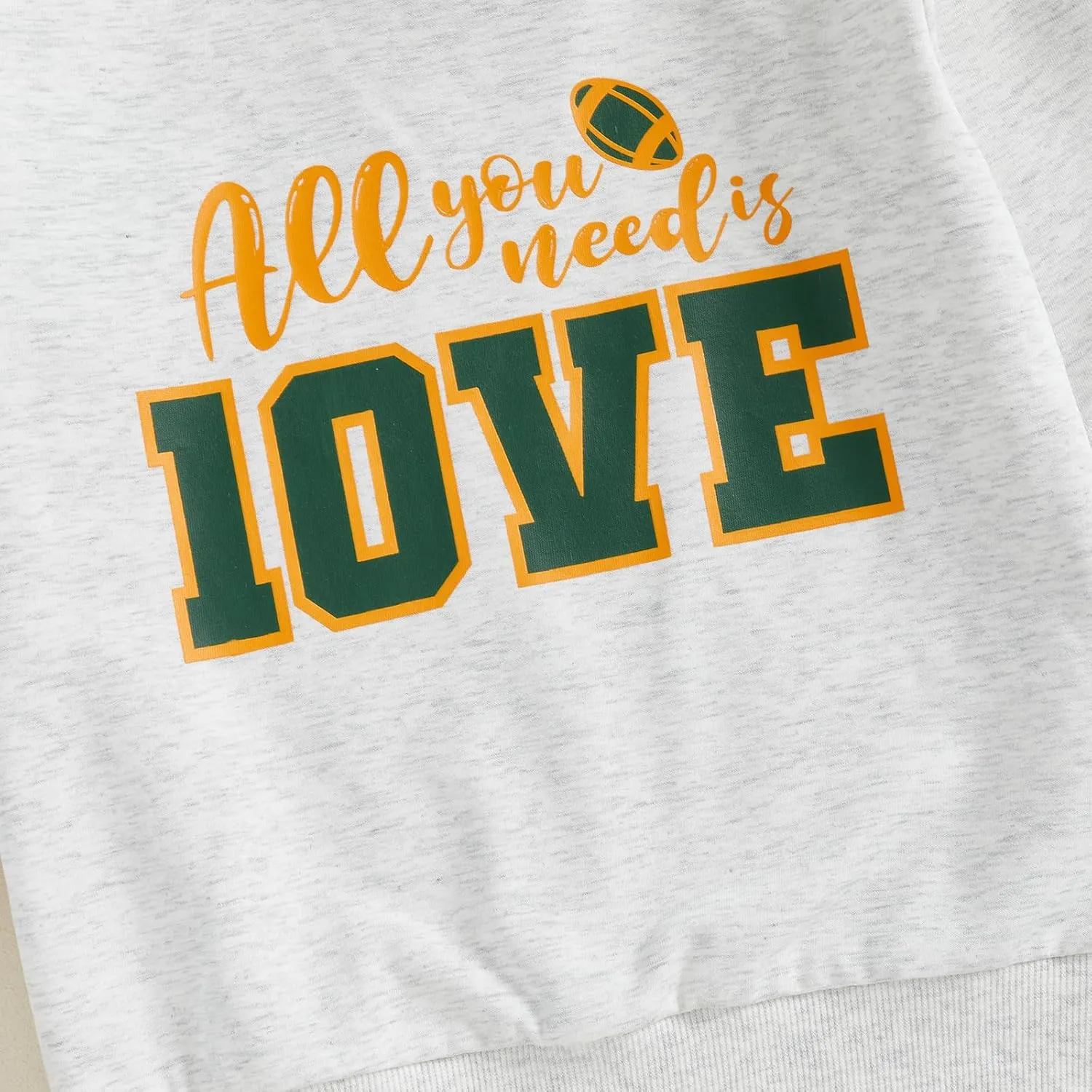 Gueuusu Unisex Baby Boy Girl Football Outfit All You Need is Love Sweatshirt Oversized Crewneck Funny Letters Pullover Hoodie