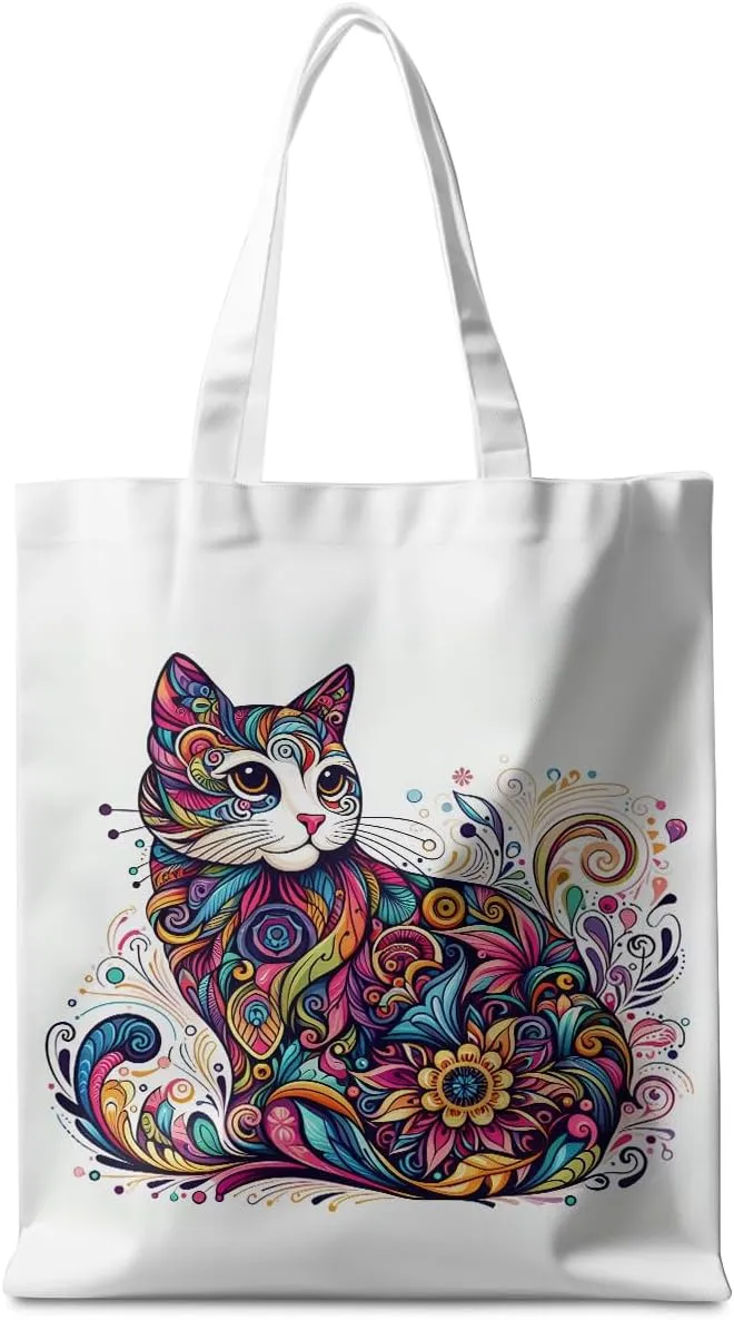 Halloween Stuff Skull Ghost Tote Bag Cat Lover Gifts for Fall Reusable Grocery Bags Wildflower Cute Tote