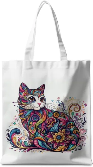 Halloween Stuff Skull Ghost Tote Bag Cat Lover Gifts for Fall Reusable Grocery Bags Wildflower Cute Tote