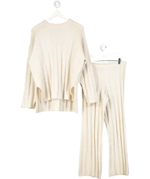H&M Cream Wool Blend Rib Knit Co-ord Set UK S