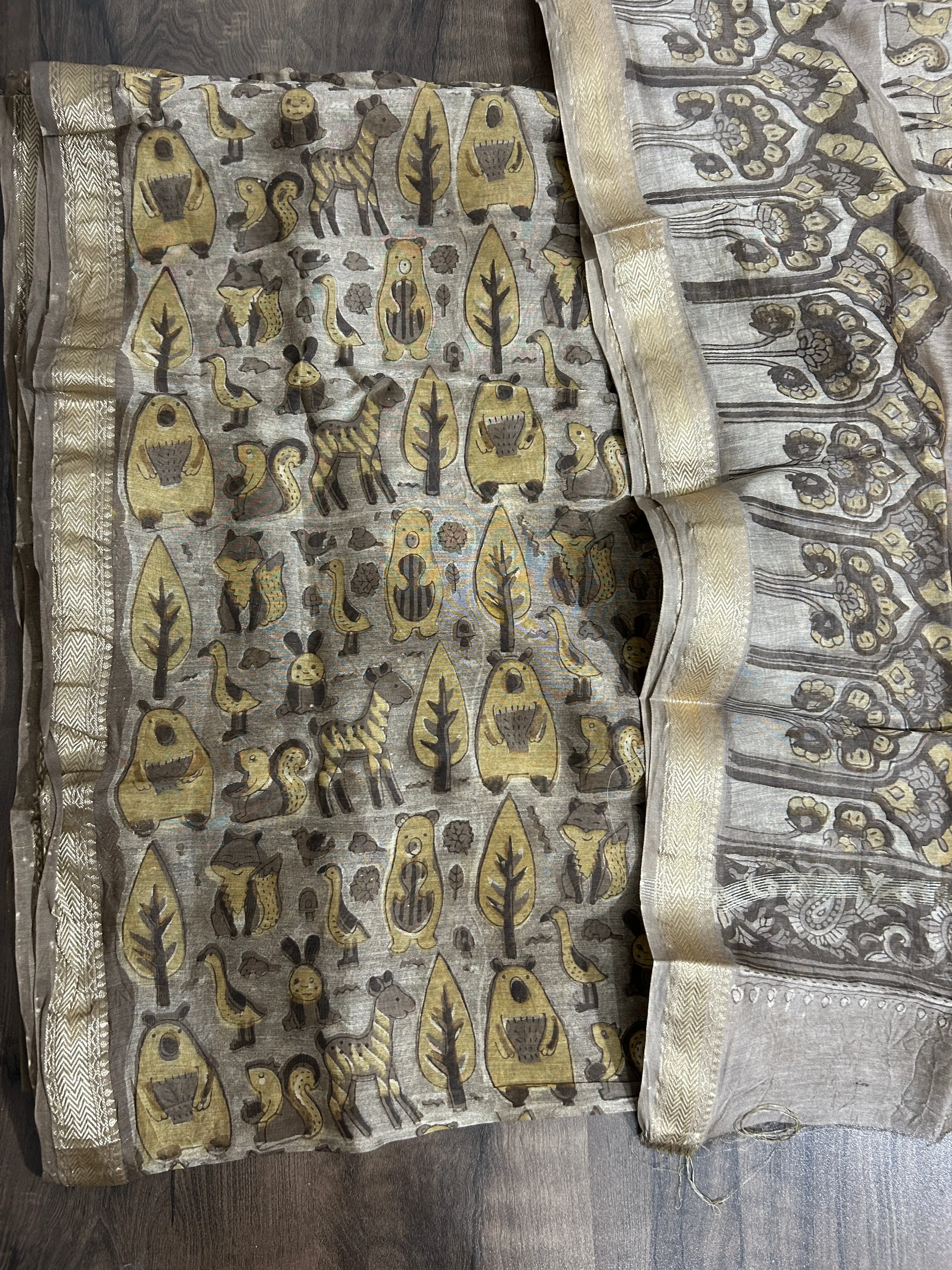 Hand BlockPrint Maheshwari Silk Cotton 2 pc Dress Material