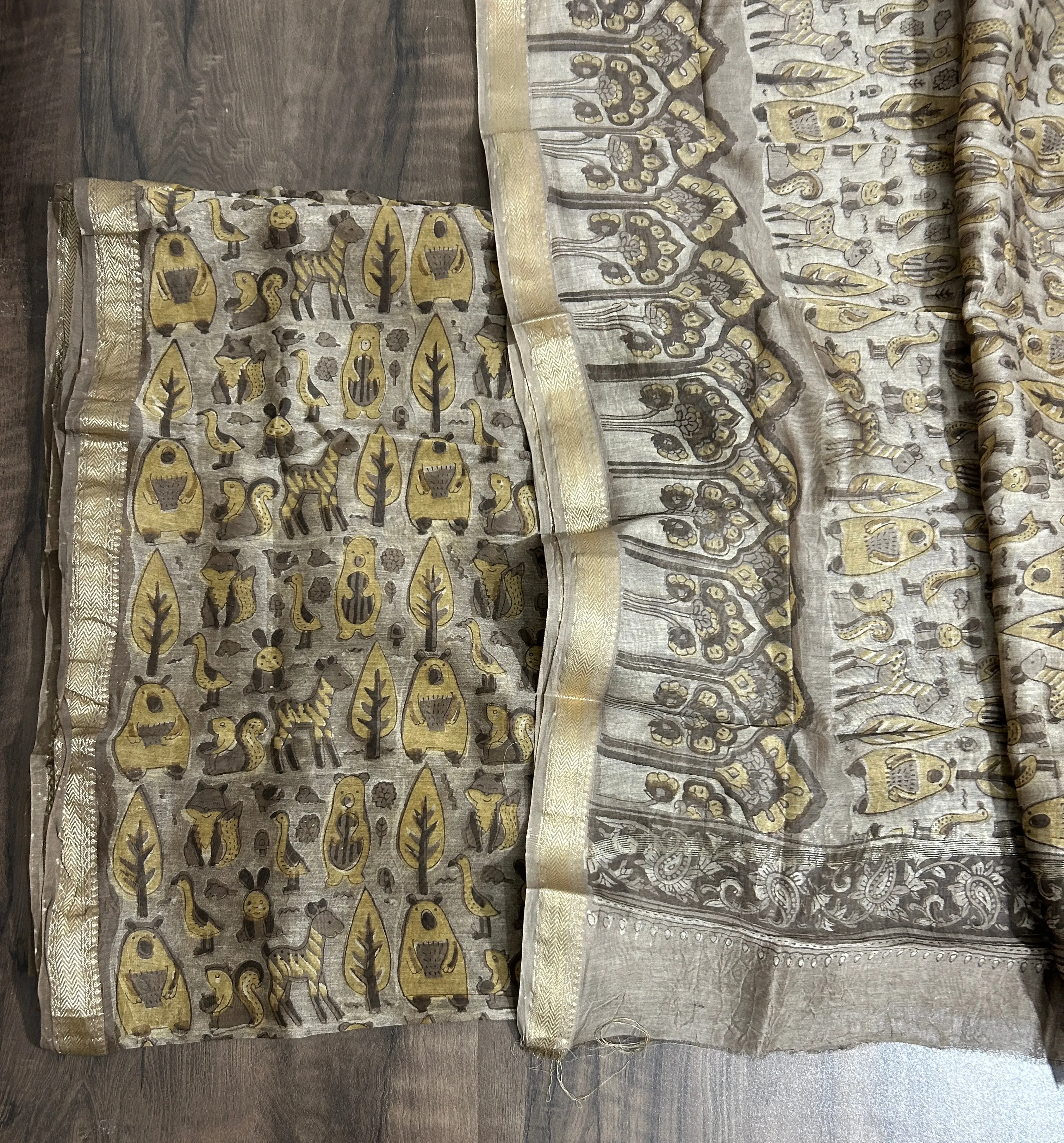 Hand BlockPrint Maheshwari Silk Cotton 2 pc Dress Material