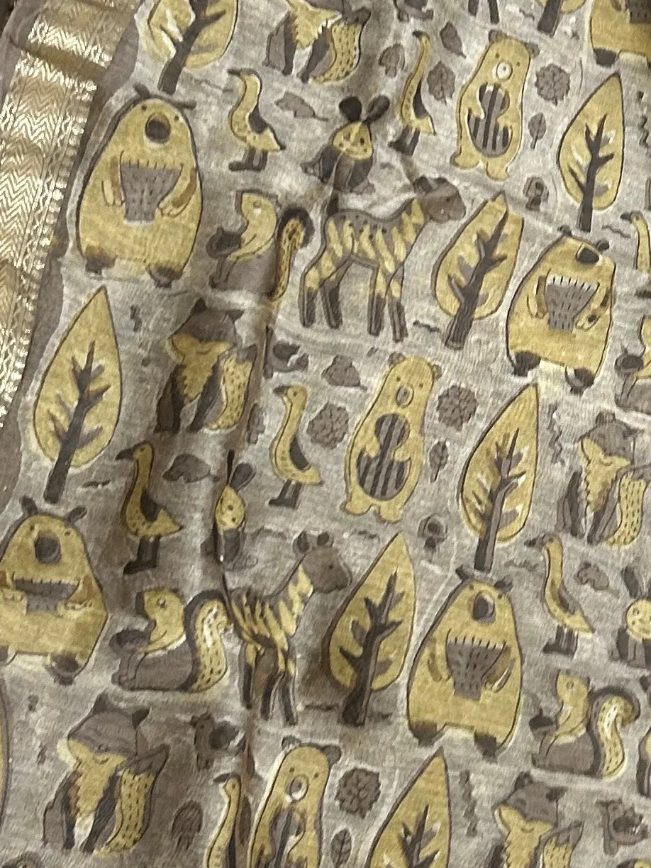 Hand BlockPrint Maheshwari Silk Cotton 2 pc Dress Material
