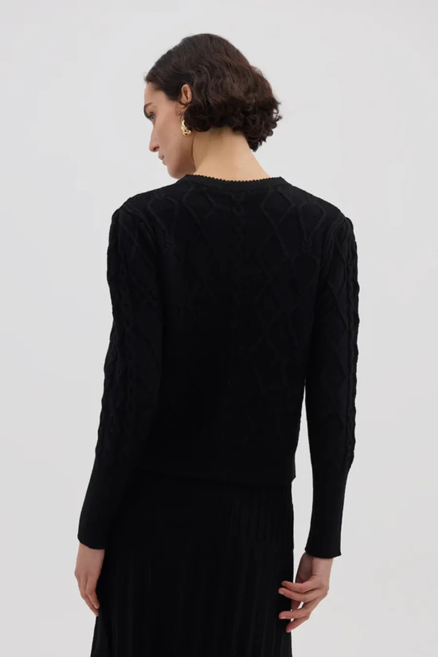 Heart Cable Cardi Black