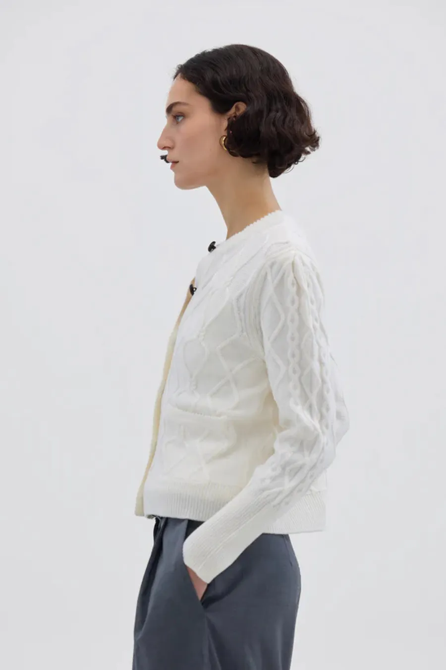 Heart Cable Cardi Cream