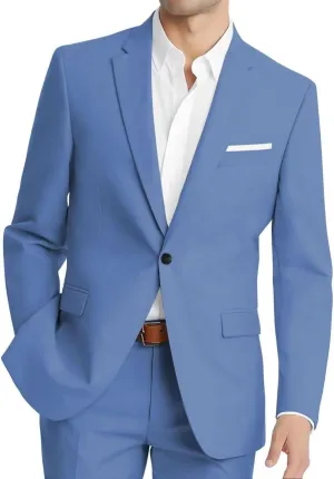 HUUTOE Mens 2 Piece Suit Men Slim Fit Suits for Men Wedding Prom Suit Solid One Button Blazer Jacket Pants Set Groomsmen