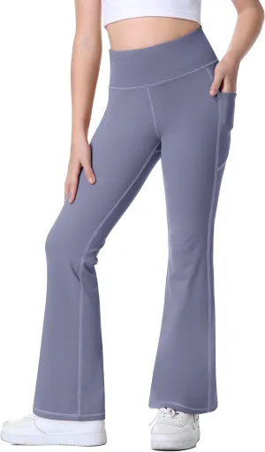 IUGA Girls Flare Leggings High Waist Cute Preppy Clothes for Girls Uniform Pants with Pockets Bell Bottom Pants