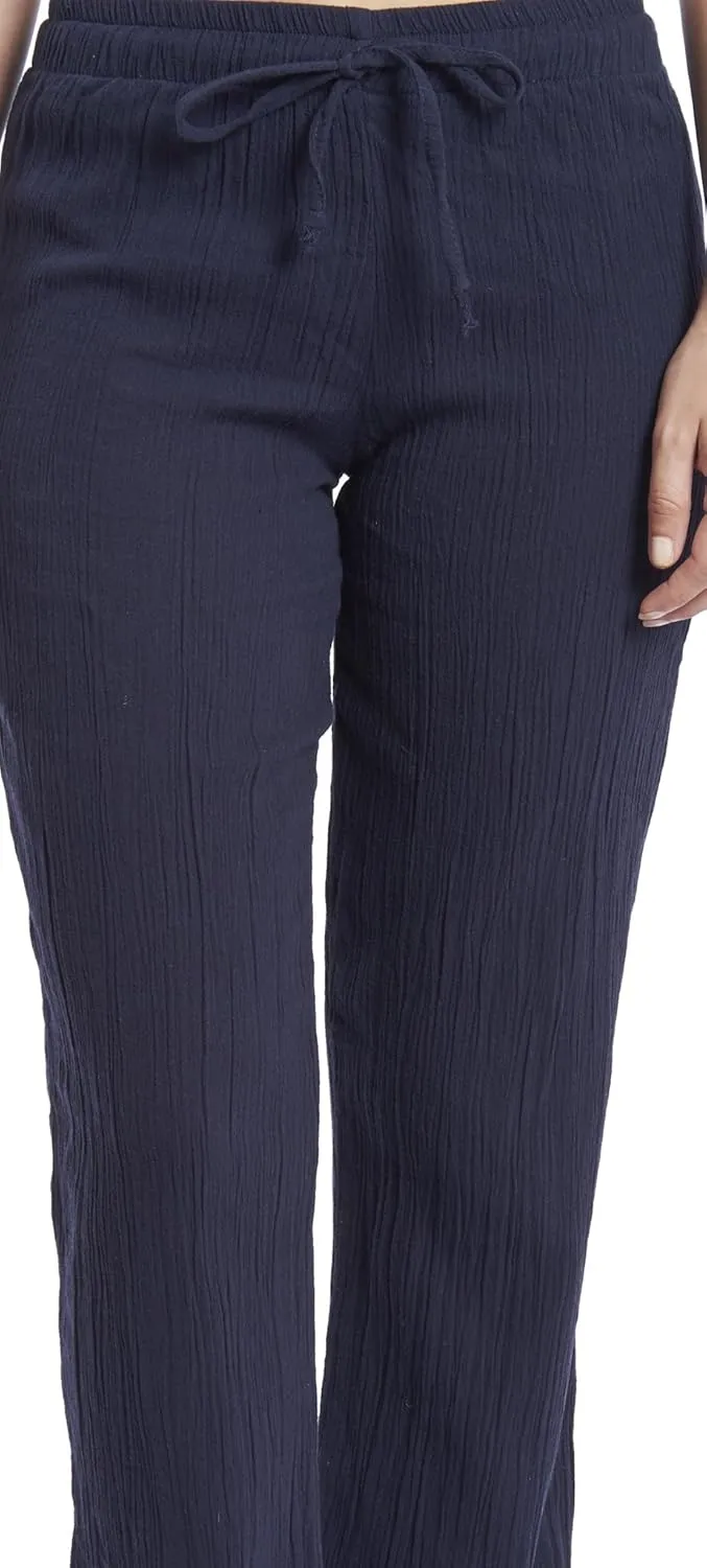 J & Ce Women's Cotton Gauze Low Waist Beach & PJ Pants