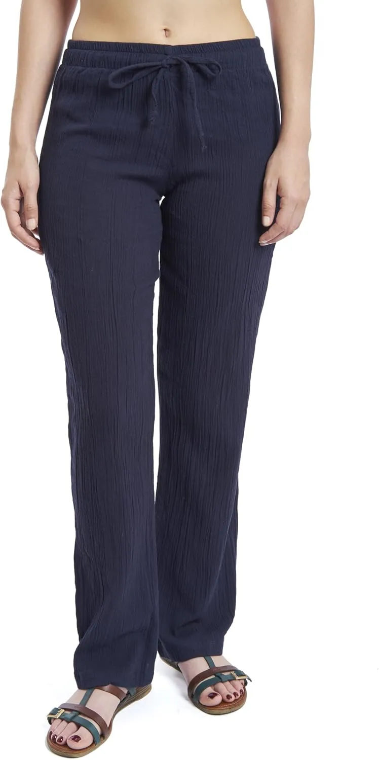J & Ce Women's Cotton Gauze Low Waist Beach & PJ Pants