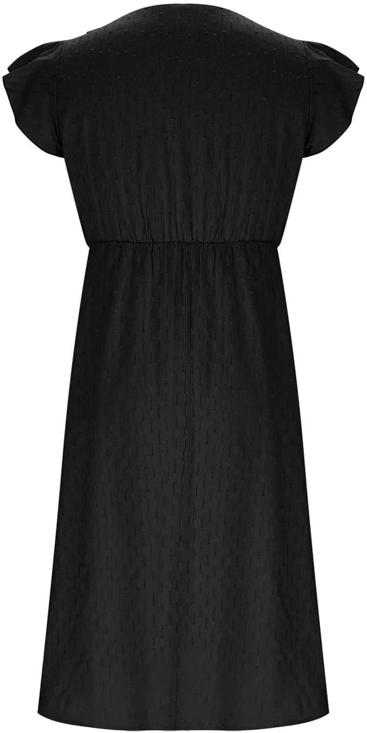 JOAU Womens Summer Casual Button Down Midi Dress Ruffle Short Sleeve V Neck Flowy A Line Beach Vacation Dresses