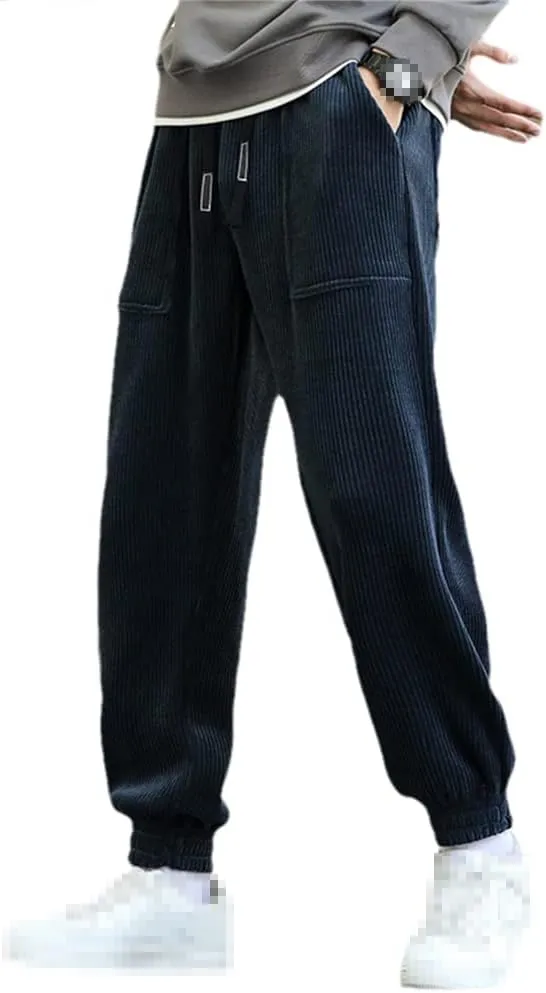 keusyoi Autumn Winter Corduroy Sweatpants Men Baggy Joggers Fashion Streetwear Loose Casual Harem Pants Plus Size