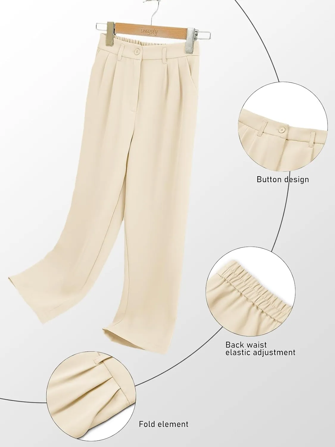 Kids Girls High Waist Wide Leg School Uniform Pants 5-14 Years