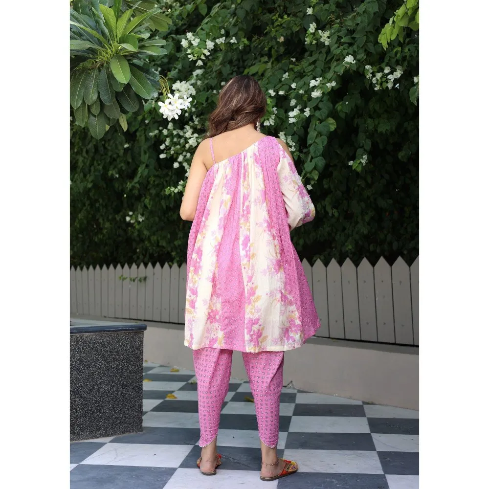 Label Aditi Hundia Samaira One Shoulder Top with Dhoti (Set of 2)