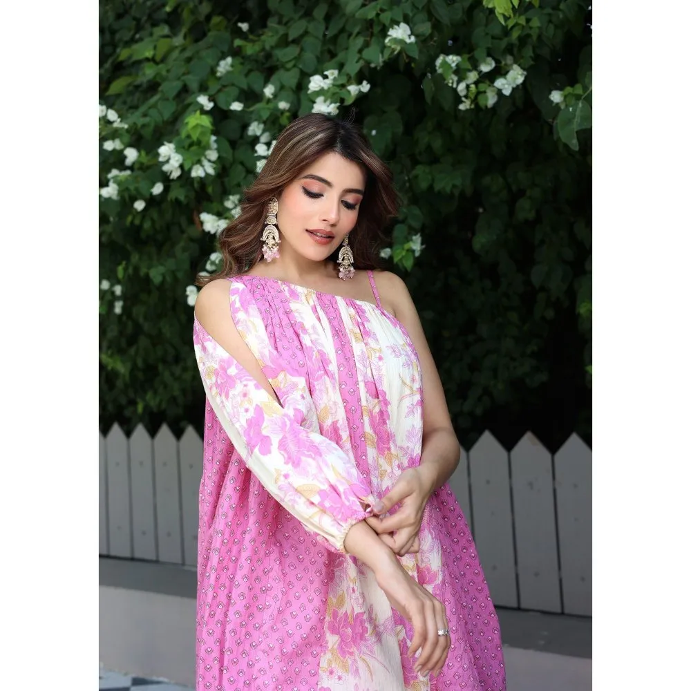 Label Aditi Hundia Samaira One Shoulder Top with Dhoti (Set of 2)