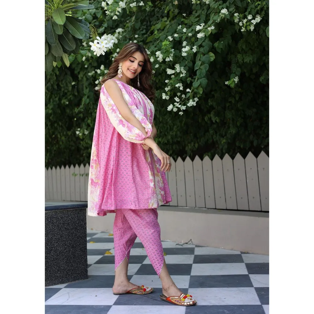 Label Aditi Hundia Samaira One Shoulder Top with Dhoti (Set of 2)