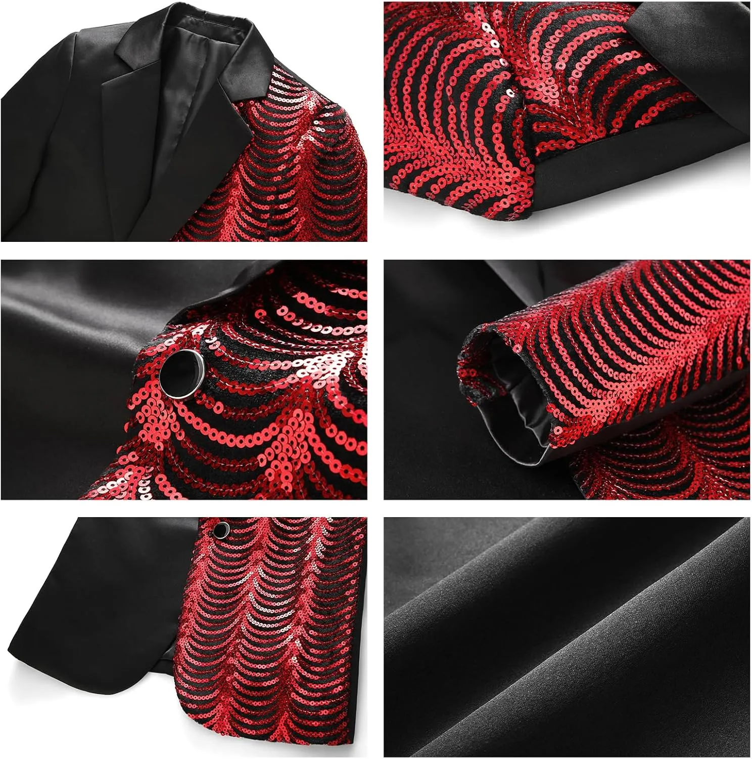 Lamgool Boys Slim Fit Suits 2 Pieces Tuxedo Set with Sequin Shiny Jacket Pant for Kids Prom Wedding Party Formal Outfit 4-16Y