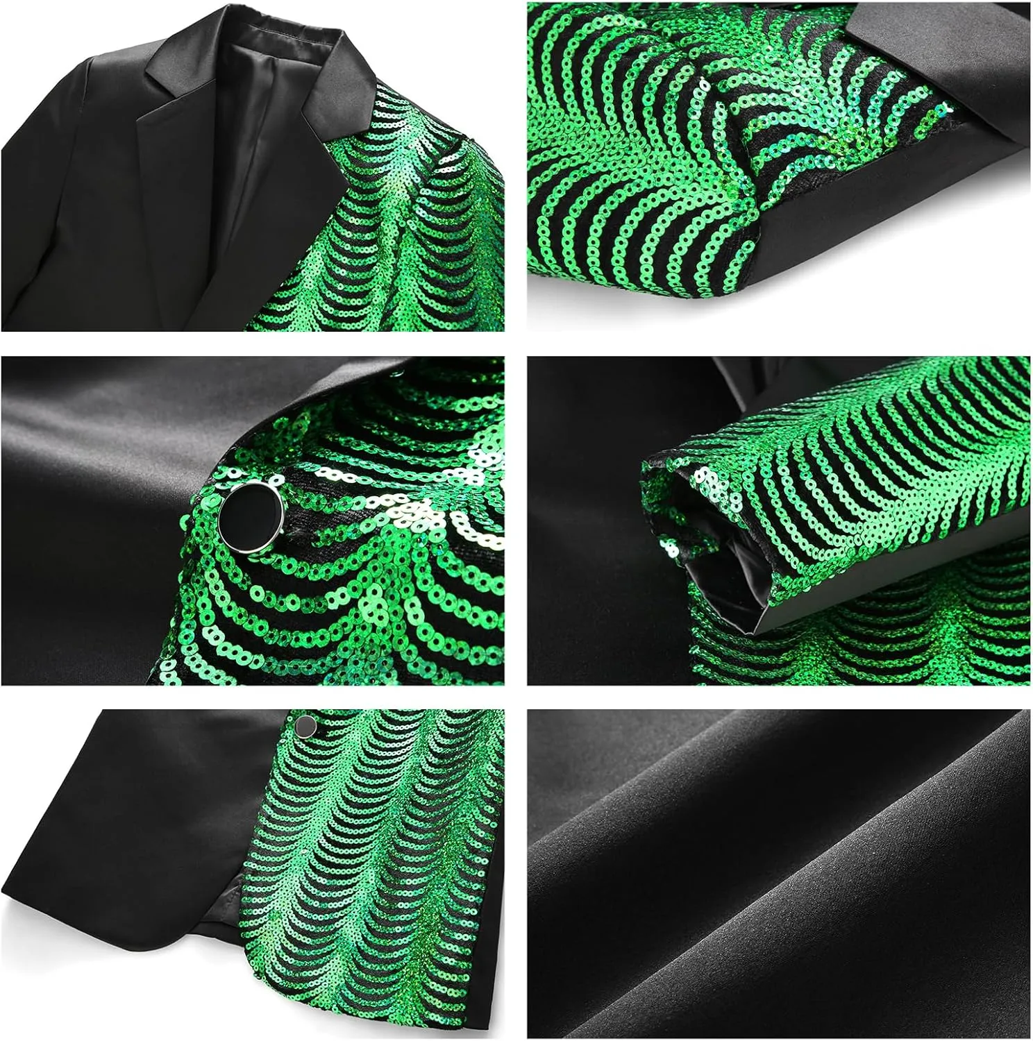 Lamgool Boys Slim Fit Suits 2 Pieces Tuxedo Set with Sequin Shiny Jacket Pant for Kids Prom Wedding Party Formal Outfit 4-16Y