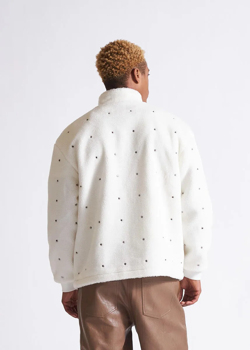 Leo Zip Sherpa Jacket - White