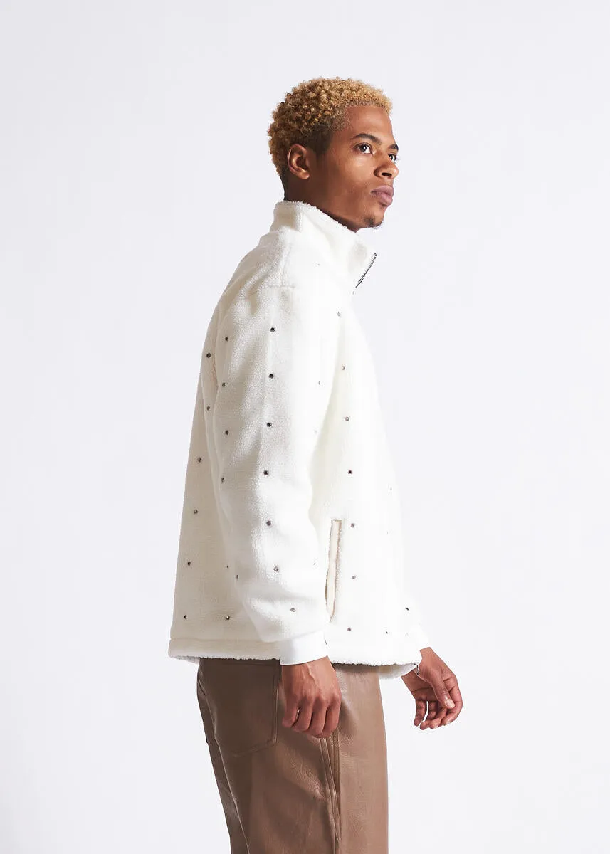 Leo Zip Sherpa Jacket - White