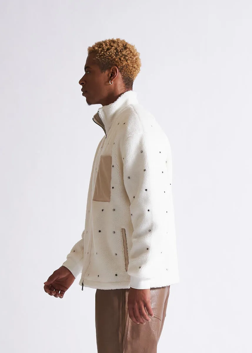 Leo Zip Sherpa Jacket - White