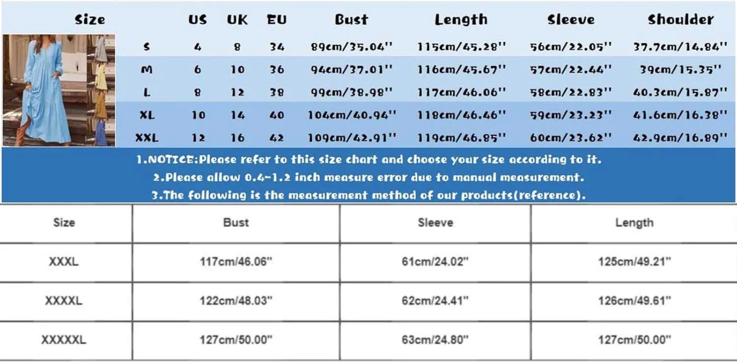 Linen Dress Women Button Front V Neck Long Sleeve Dress Pleated Tiered Ruffle Bottom Maxi Fall Dresses with Pockets
