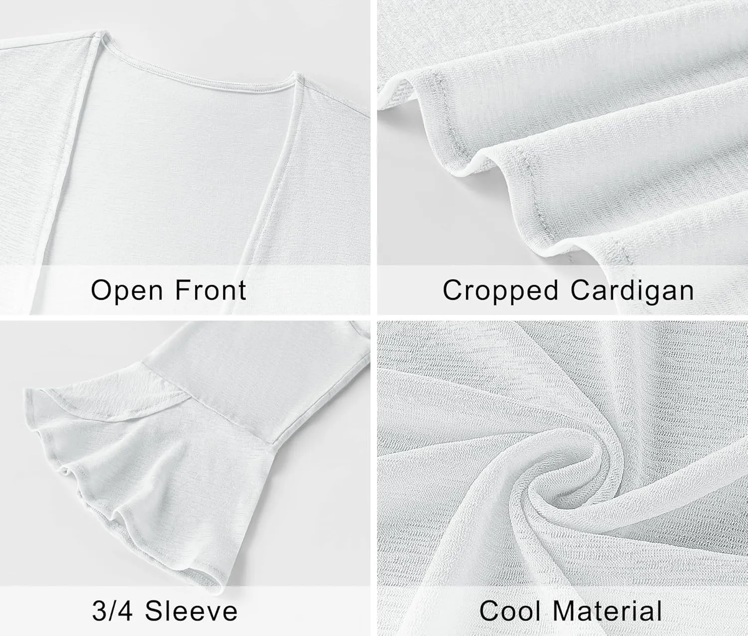 LOMON 3/4 Sleeve Cropped Cardigan for Women Lightweight Open Front Bolero Shrug for Dresses