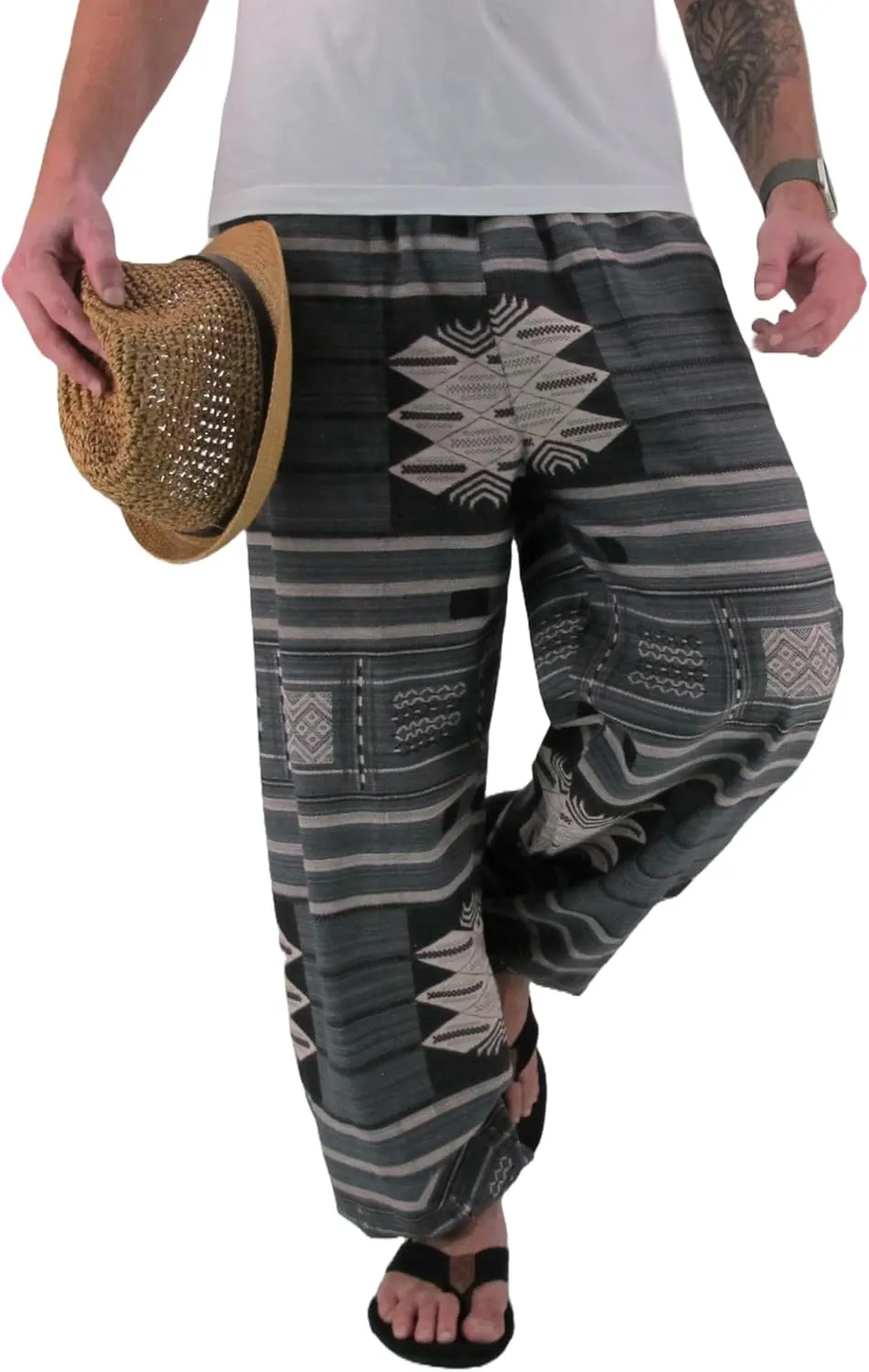 Love Quality Baggy Pants Men's One Size Printed 100% Cotton Harem Pants Hippie Boho