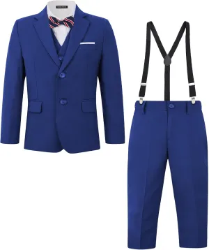 MAGE MALE Boys Multiple Colour Formal Dress Suits 5 Piece Slim Fit Dresswear Suit Set with Kids Suspenders