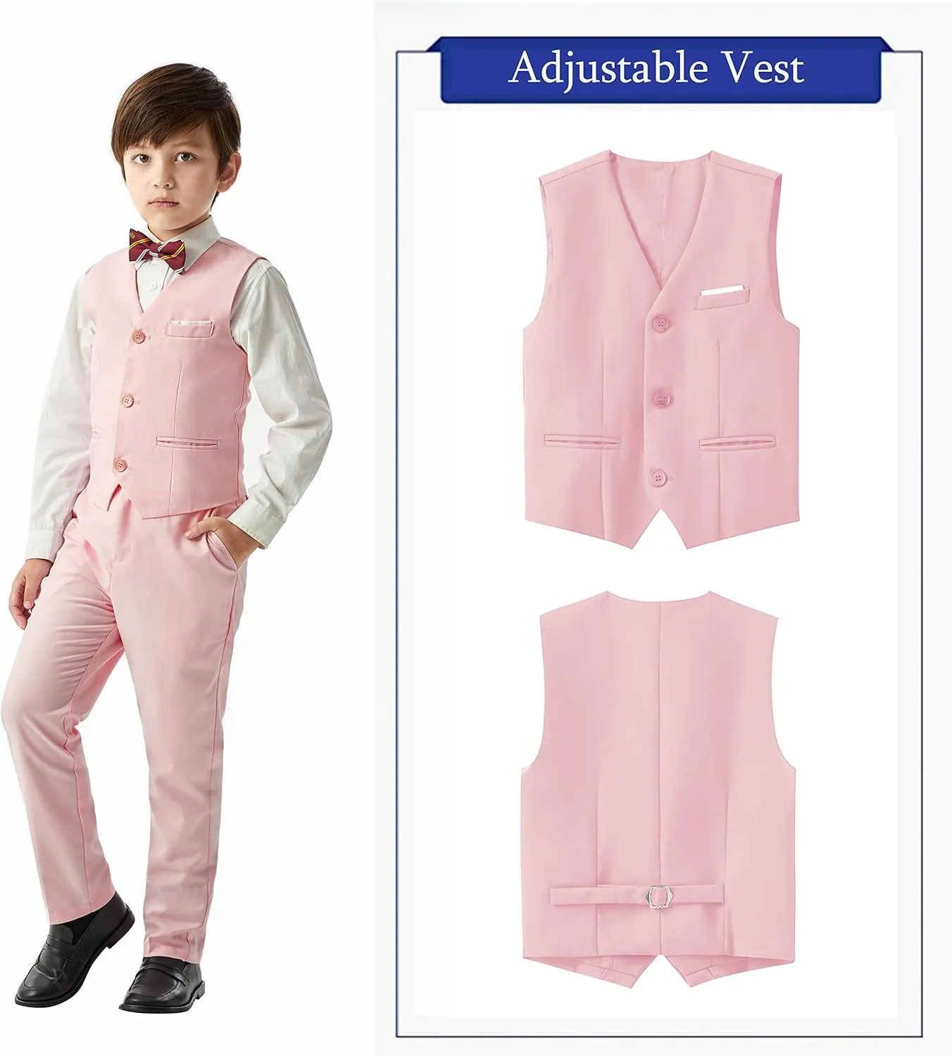 MAGE MALE Boys Multiple Colour Formal Dress Suits 5 Piece Slim Fit Dresswear Suit Set with Kids Suspenders