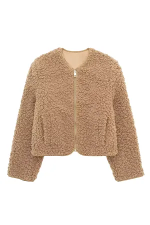 'Marlene' Zip-Up Fleeced Short Jacket