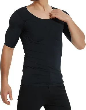 Men Fake Muscles Shaper T-Shirt Invisible Padded pectorals Biceps and Triceps Undershirts
