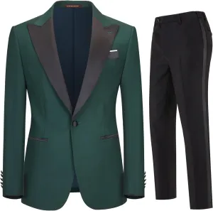 Men's 2 Piece Suit Set,One Button Slim Fit Formal Wedding Prom Tuxedo Suits,Solid Blazer & Pants