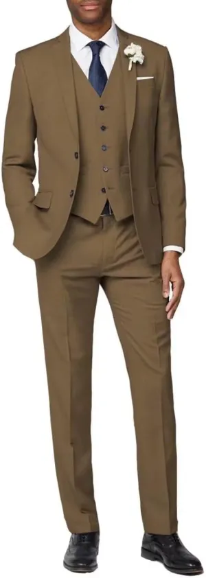Men's 3 Pieces Suit Slim Fit Two Buttons Blazer Jacket Formal Business Suits Set Solid Vest Pants for Wedding