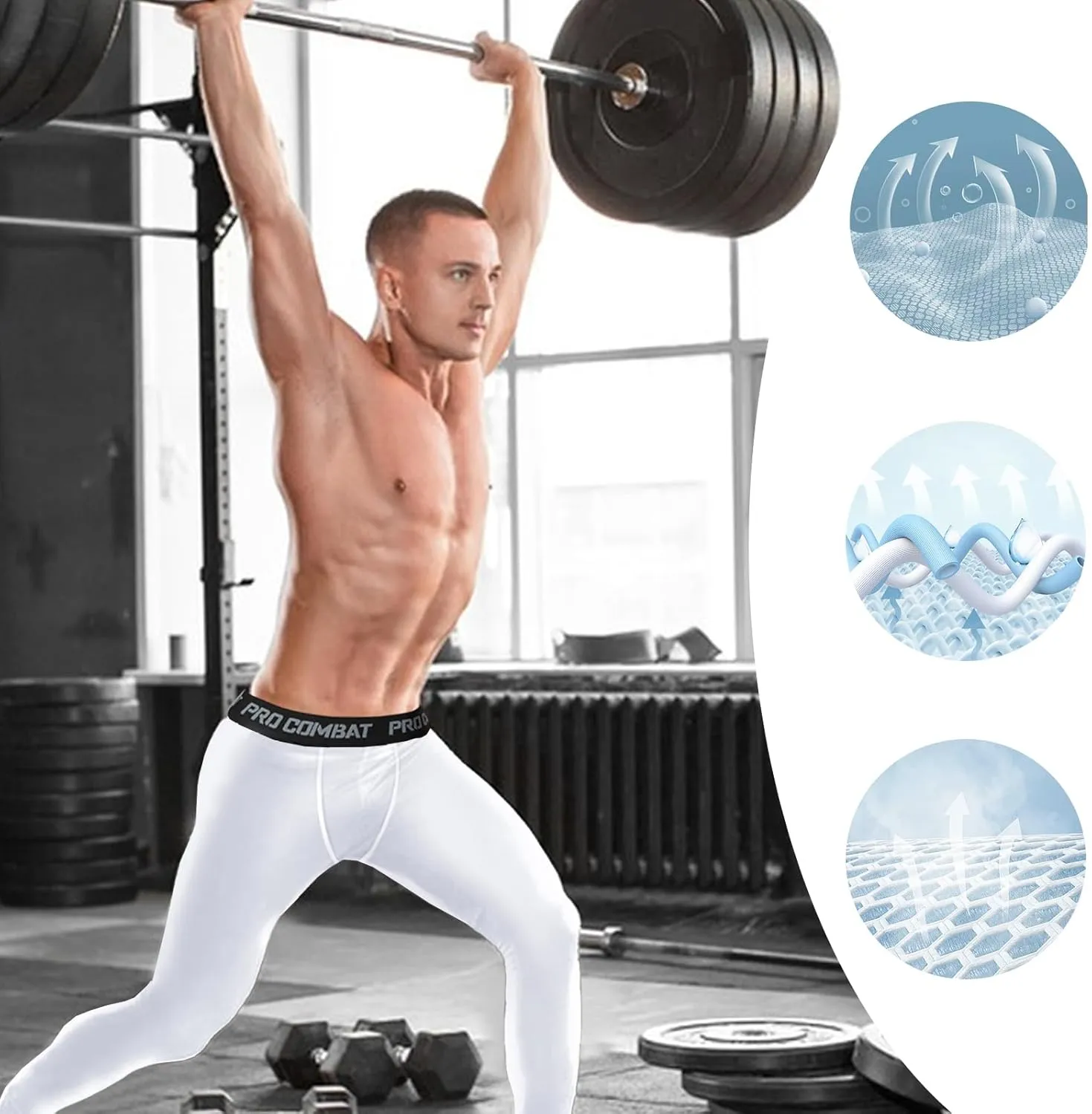 Mens 3/4 Compression Pants, Athletic Leggings Running Workout Tights Base Layer for Basketball Sports Football Gym