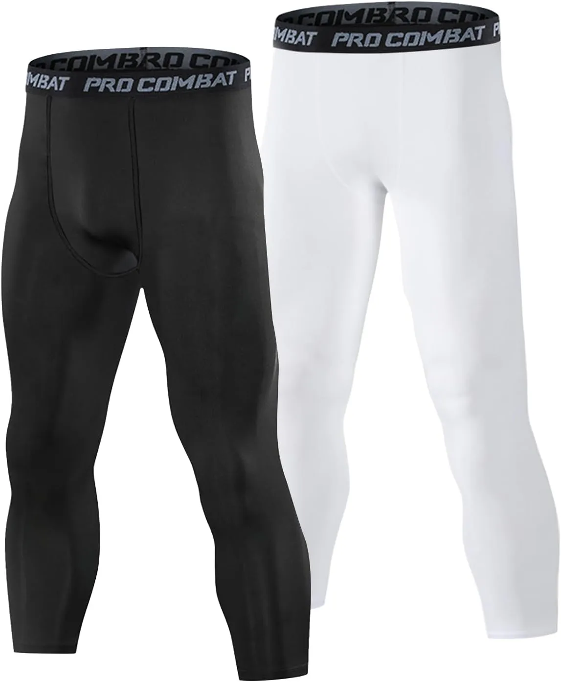 Mens 3/4 Compression Pants, Athletic Leggings Running Workout Tights Base Layer for Basketball Sports Football Gym
