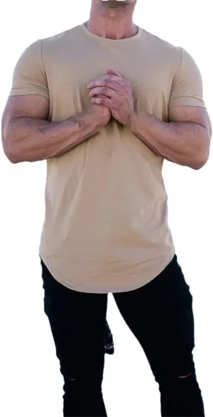 Mens Muscle Fitness T Shirt Summer Cotton Short Sleeve Gym Workout Athleisure Sport Top
