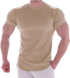 Mens Quick Dry T Shirt Stretch Short Sleeve Sports Top Summer Running Basketball Training Athletic Tee