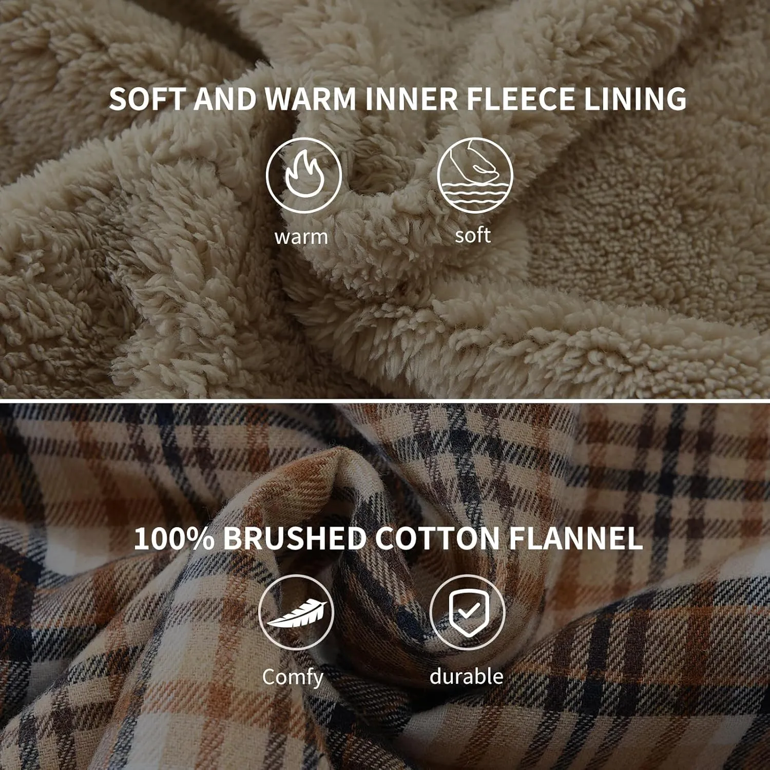 Men's Sherpa Lined Cotton Flannel Shirt Jacket Plaid Button Up Jacket Coat for Men with Pocket