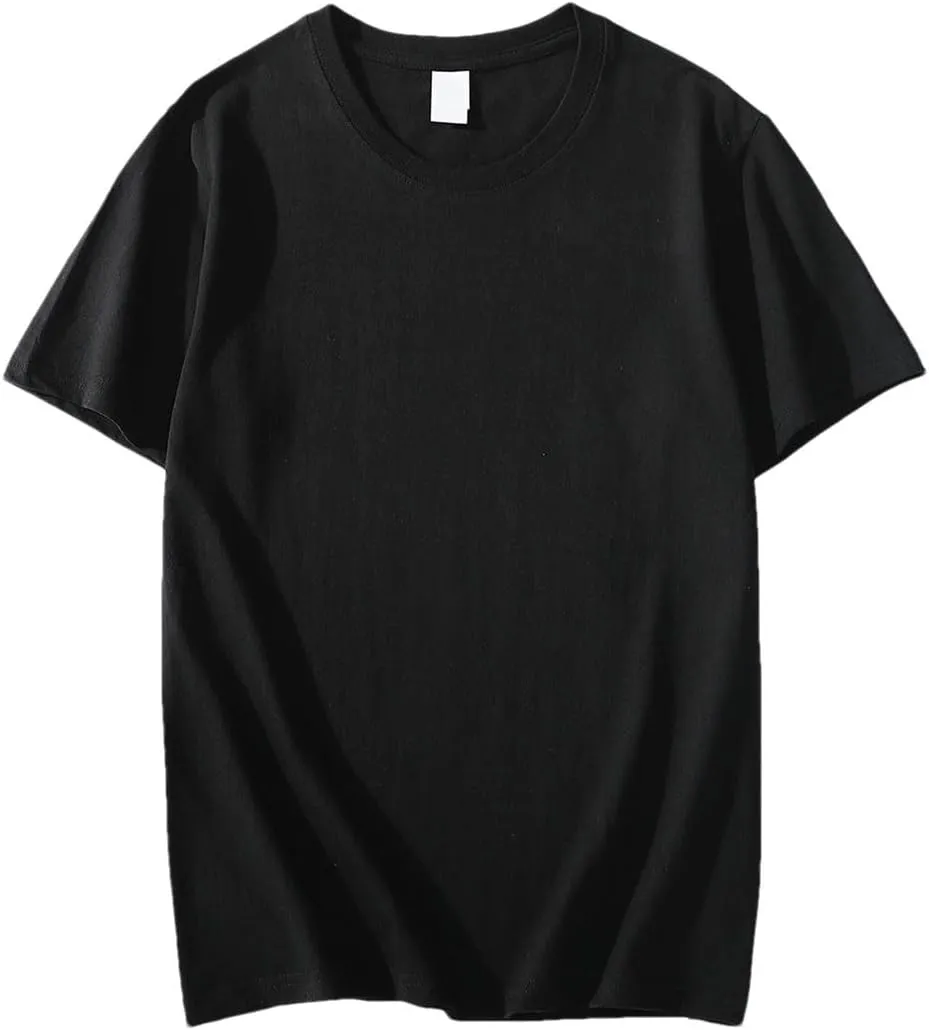 Men's Solid Color Short Sleeved T Shirt Heavy Round Neck Loose Top