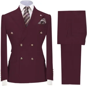 Mens Suit 2 Piece Double Breasted Peak Lapel Suit Men Slim Fit Suit Blazer Pants Wedding Prom Suit for Men