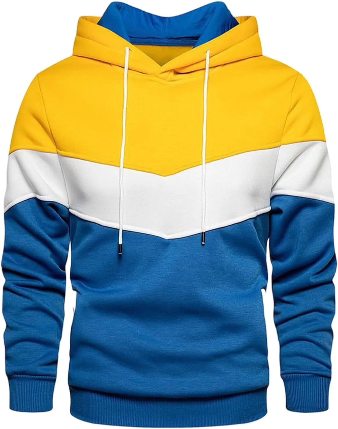 Mens Sweatshirts Trendy Color Block Hoodies Teen Boys Running Workout Pullover 2024 Fall Casual Clothing Fleece Lined