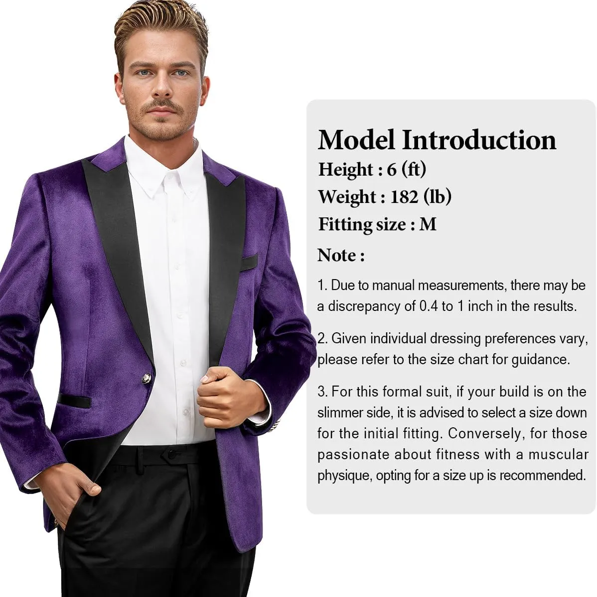 Men's Velvet Blazer One Button Casual Tuxedo for Men Blazer Lapel Prom Party Wedding Banquet