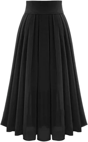 Midi Skirts for Women High Waist Pleated A-Line Swing Skirt Midi Skirts Ruffle Layered Pleated Cheer Skirts for