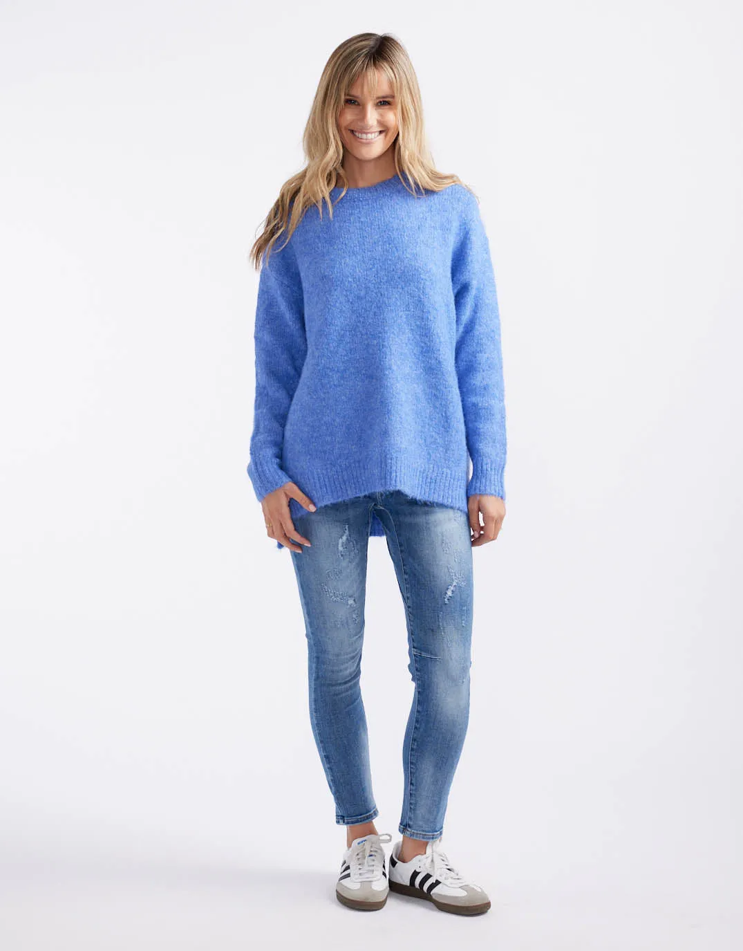 Mira Cosy Crew Wool Knit - Azure Blue