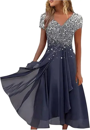Mother of The Bride Dresses Petite Length Lace Appliques Formal Evening Party Prom Gown Chiffon Short Sleeve A-Line